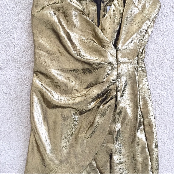 NWT J.O.A. Gold Metallic Wrap Dress - Picture 11 of 16